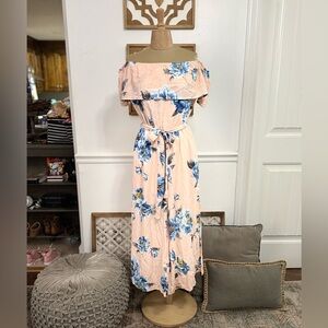 Blue Blush Floral Print Dress